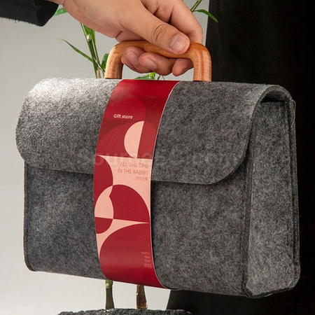 Customization Felt Tote Bag with Wooden Handle Promotional Products