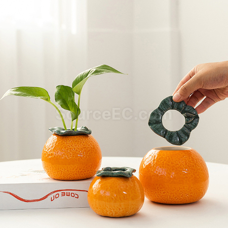 Customization Orange Ceramic Flower Pot Promotional Products