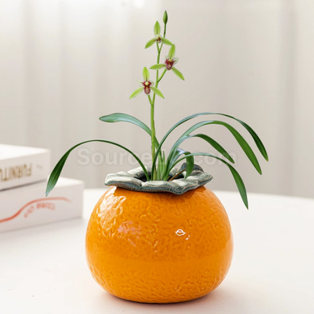 Customization Orange Ceramic Flower Pot Promotional Products