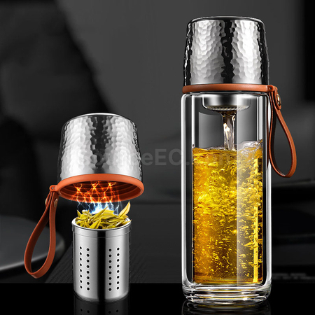 350ML Portable Glass Bottle with Infuser