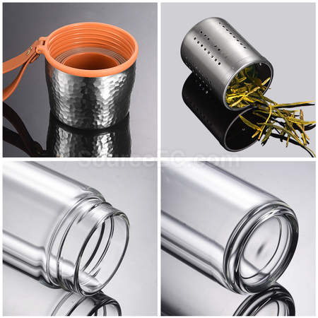 Customization 350ML Portable Glass Bottle with Infuser Promotional Products