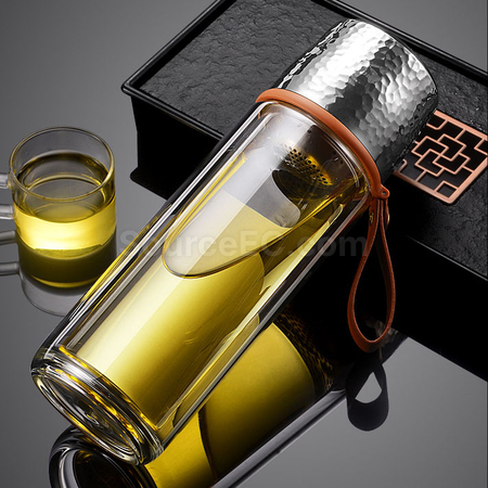 Customization 350ML Portable Glass Bottle with Infuser Promotional Products