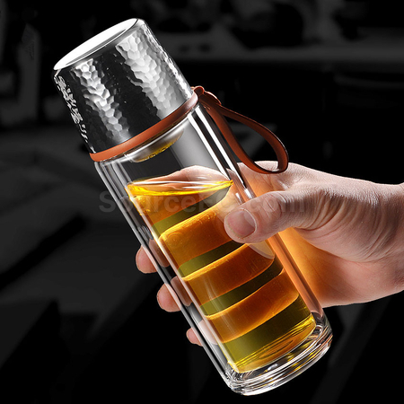 Customization 350ML Portable Glass Bottle with Infuser Promotional Products