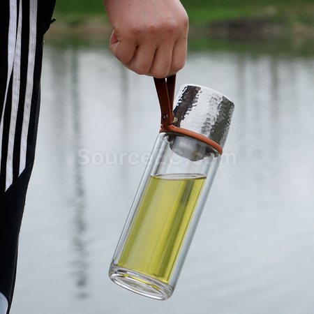 Customization 350ML Portable Glass Bottle with Infuser Promotional Products
