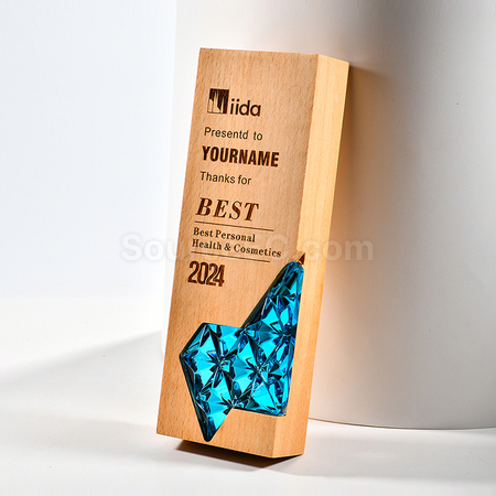 Customization Crystal & Wooden Trophy Promotional Products