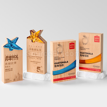 Customization Crystal & Wooden Trophy Promotional Products