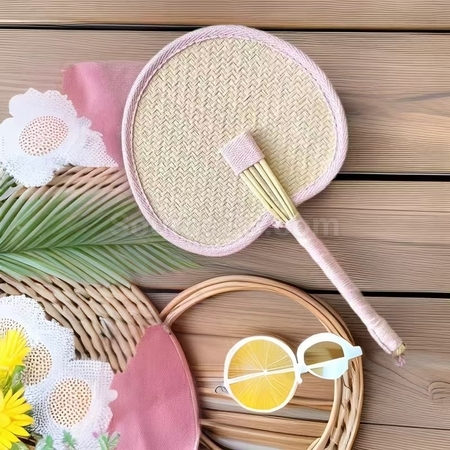 Customization Eco-friendly Woven Bulrush Fan Promotional Products