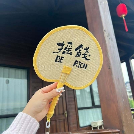 Customization Eco-friendly Woven Bulrush Fan Promotional Products