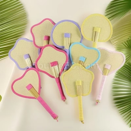 Customization Eco-friendly Woven Bulrush Fan Promotional Products