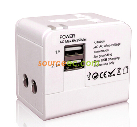 Customization  Universal Travel Adapter with USB Promotional Products