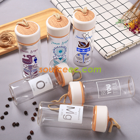 Customization 400ML Wood Grain Glass Promotional Products