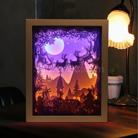 Customization Light And Shadow Creative Wooden Photo Frame Paper Carving Lamp Promotional Products