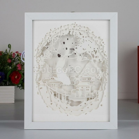 Customization Light And Shadow Creative Wooden Photo Frame Paper Carving Lamp Promotional Products