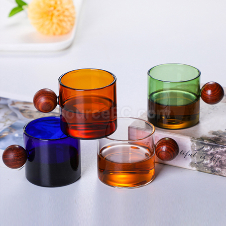 Customization Colored Glass With Wooden Handle Promotional Products
