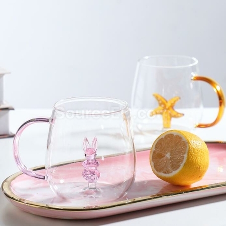 Customization 3D Three-Dimensional Small Animals And Plants Glass Water Cup Promotional Products