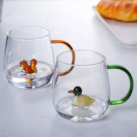 Customization 3D Three-Dimensional Small Animals And Plants Glass Water Cup Promotional Products