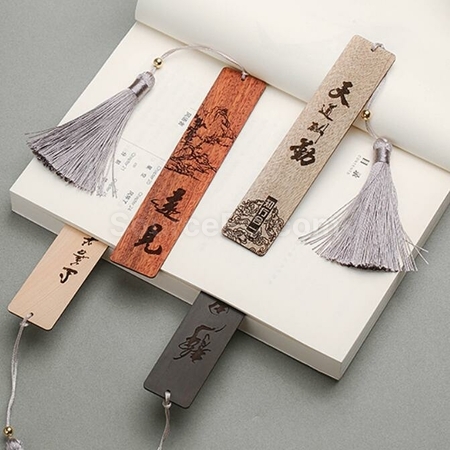 Customization Solid Wood Carving And Painting Bookmark Gift Box Promotional Products