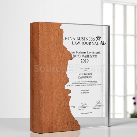 Customization Solid Wood Crystal Memorial Seat Promotional Products