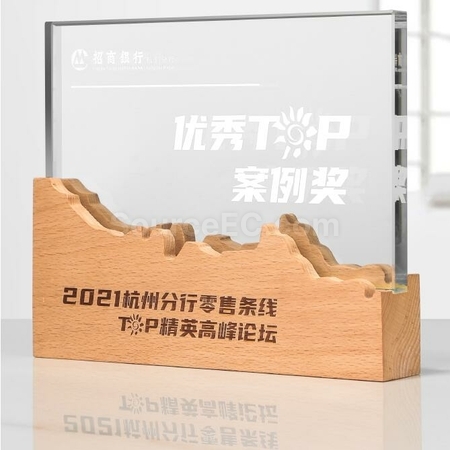 Customization Solid Wood Crystal Memorial Seat Promotional Products