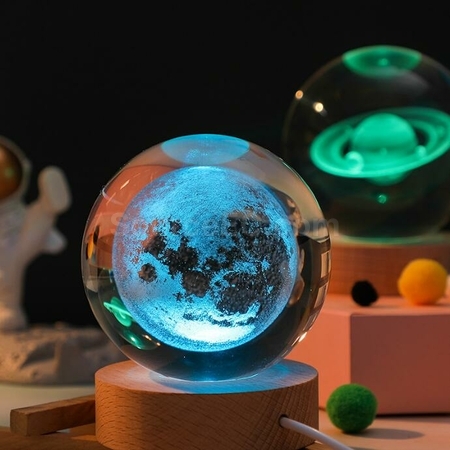 Customization 3D Engraved USB Colorful Crystal Ball Light Promotional Products