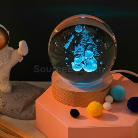 Customization 3D Engraved USB Colorful Crystal Ball Light Promotional Products