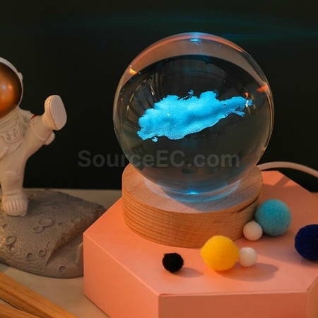 Customization 3D Engraved USB Colorful Crystal Ball Light Promotional Products