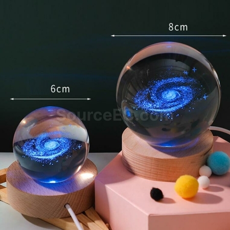 Customization 3D Engraved USB Colorful Crystal Ball Light Promotional Products