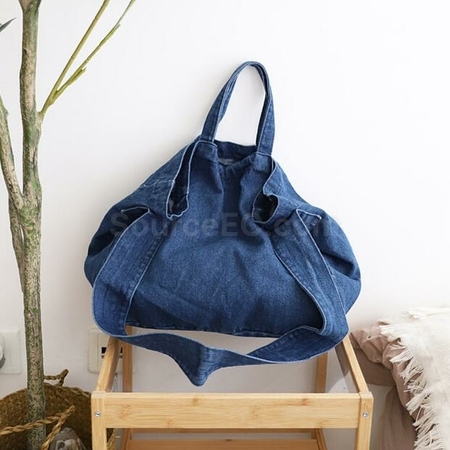 Customization Solid Color Literary One-Shoulder Denim Messenger Bag Promotional Products