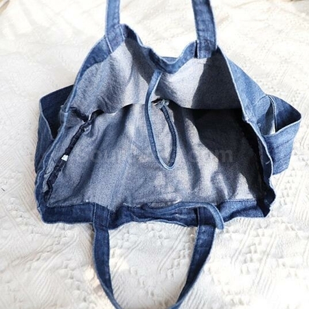 Customization Solid Color Literary One-Shoulder Denim Messenger Bag Promotional Products