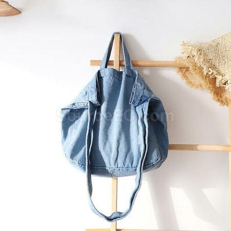Customization Solid Color Literary One-Shoulder Denim Messenger Bag Promotional Products