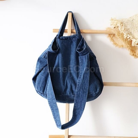 Customization Solid Color Literary One-Shoulder Denim Messenger Bag Promotional Products