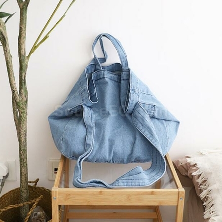 Customization Solid Color Literary One-Shoulder Denim Messenger Bag Promotional Products