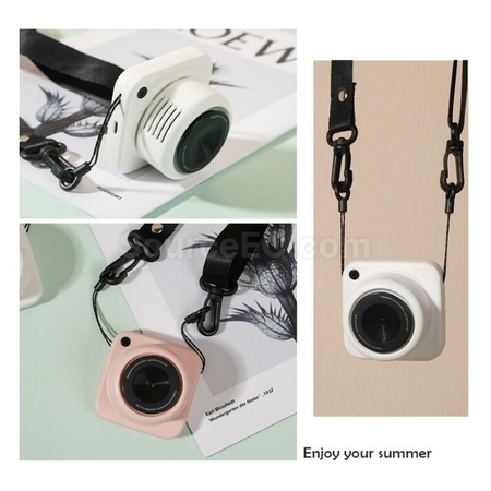 Customization Retro Camera USB Portable Outdoor Leafless Hanging Neck Fan Promotional Products