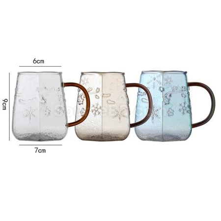 Customization Snow Pattern Glass Coffee Cup With Handle Promotional Products