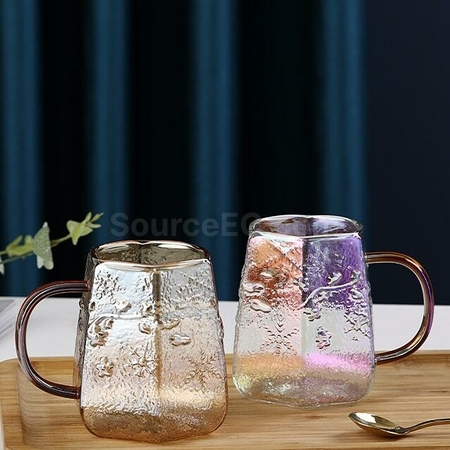 Customization Snow Pattern Glass Coffee Cup With Handle Promotional Products
