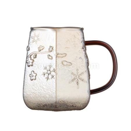 Customization Snow Pattern Glass Coffee Cup With Handle Promotional Products