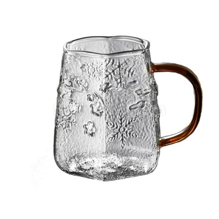 Customization Snow Pattern Glass Coffee Cup With Handle Promotional Products