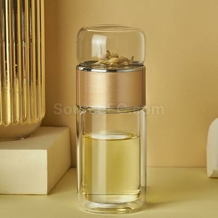 Customization 280ML Portable Glass Bottle with Infuser Promotional Products
