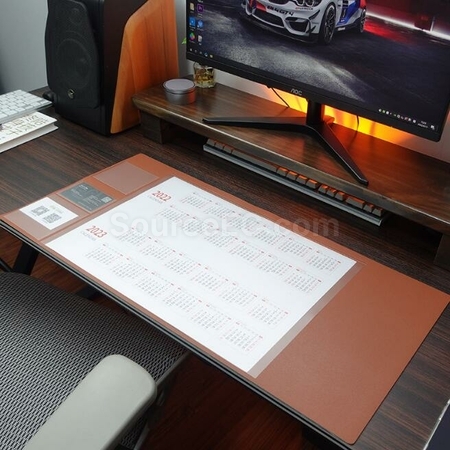 Customization PU Faux Leather Double Layer Storage Desk Mat Promotional Products