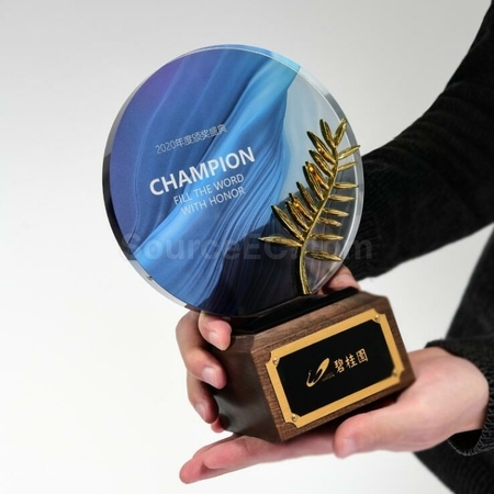 Customization Solid Wood Crystal Trophy Promotional Products
