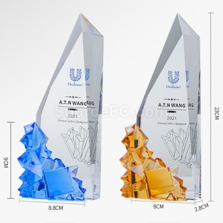 Customization Rush Hour Glass Crystal Trophy Promotional Products