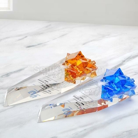 Customization Rush Hour Glass Crystal Trophy Promotional Products