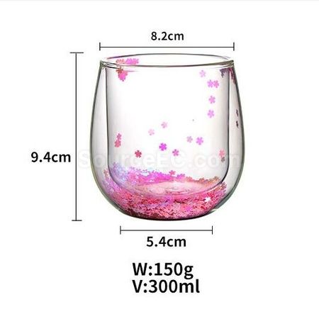 Customization Romantic Cherry Blossom Double Glass Promotional Products