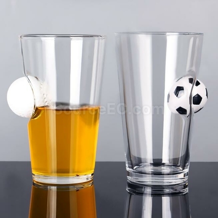 Customization Creative Shape Inlaid Ball Beer Glass Mug Promotional Products