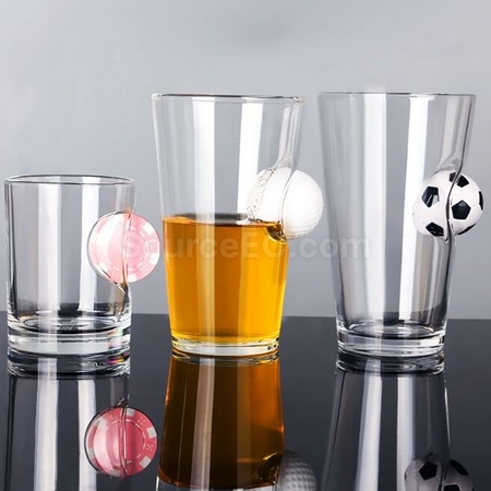 Customization Creative Shape Inlaid Ball Beer Glass Mug Promotional Products