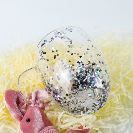 Customization Sparkling Heart Double Handle Glass Promotional Products
