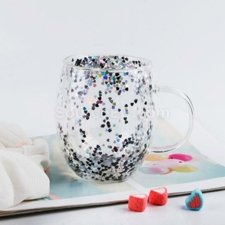 Customization Sparkling Heart Double Handle Glass Promotional Products