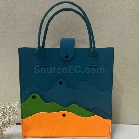 Customization Large Capacity Colorblock Mountain Felt Tote Promotional Products