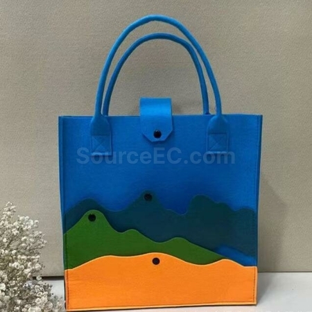 Customization Large Capacity Colorblock Mountain Felt Tote Promotional Products