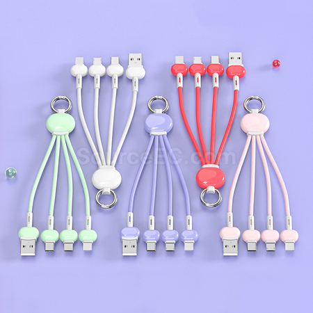 Customization Three-In-One Charging Cable With Keychain Promotional Products